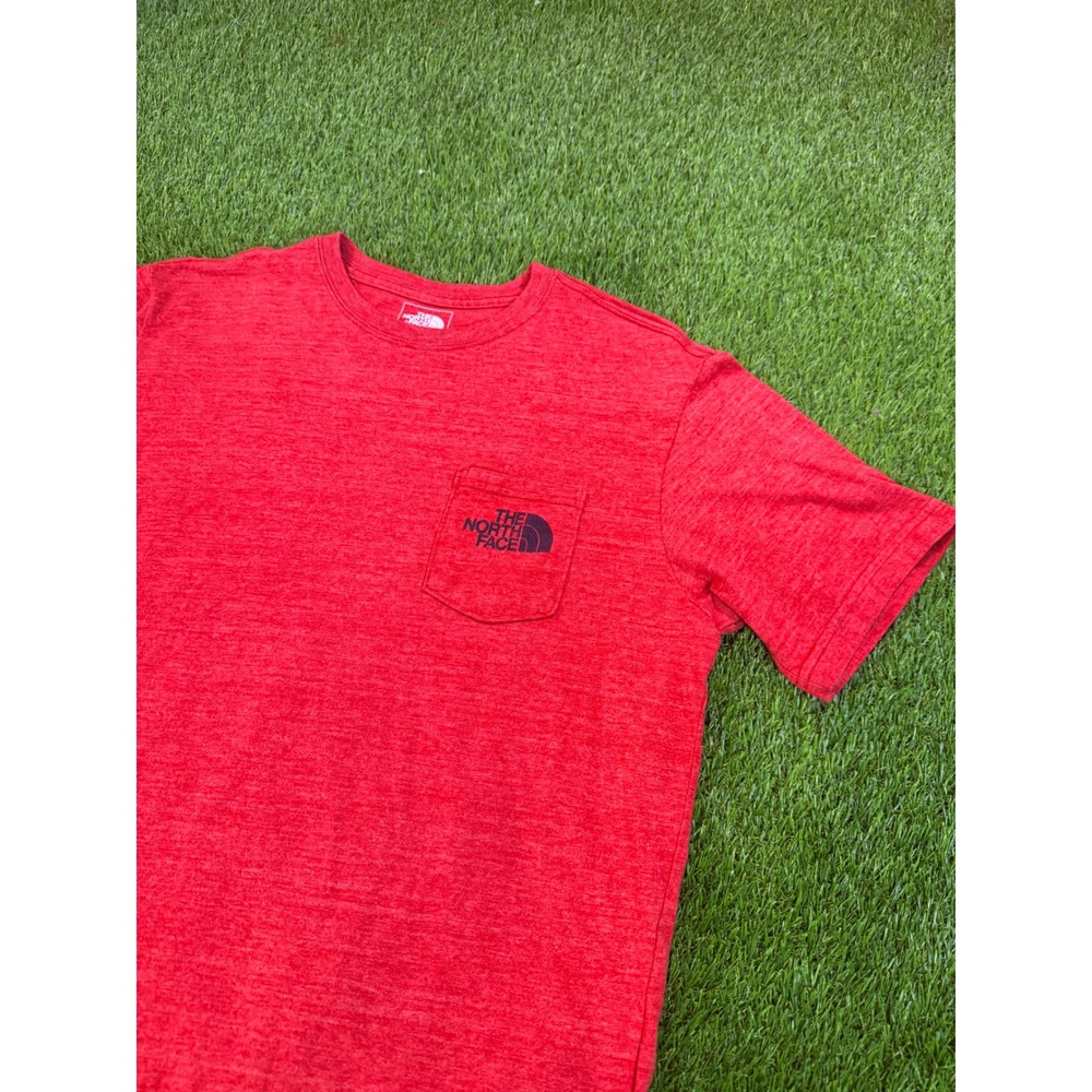 The North Face Mens Red Heathered Pocket Graphic T-Shirt Slim Fit Large L